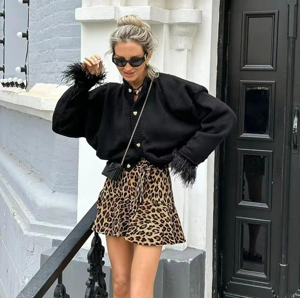 Amazon.com: OCUH Leopard Print Denim Mini Skirt Y2K Vintage